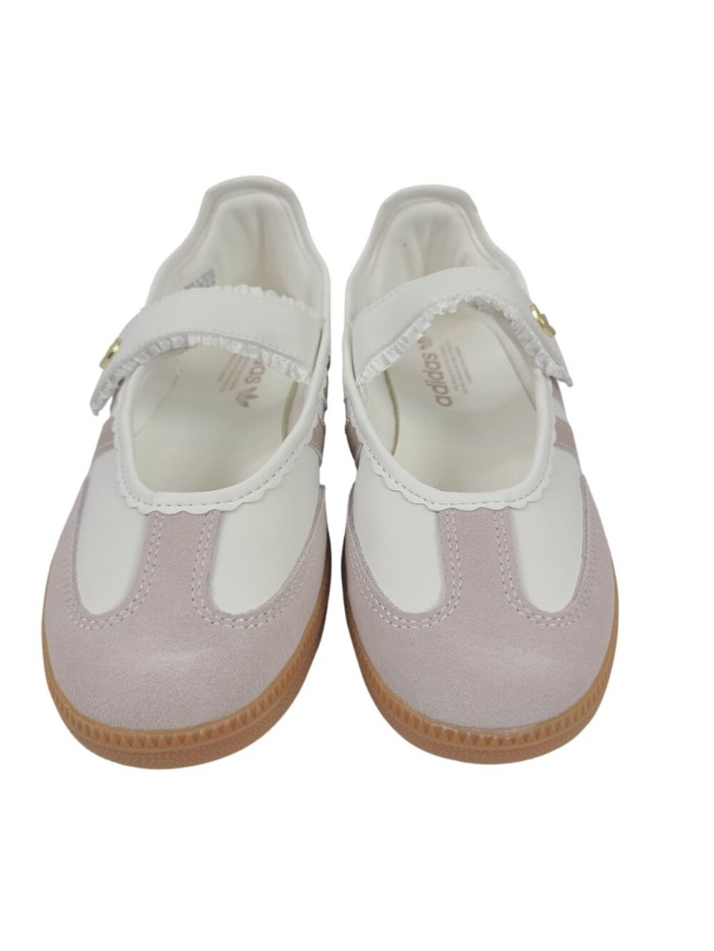 Adidas Samba Mary Jane Shoes Pink & White Gold Accents Women's Sz 7.5 Sneakers - Picture 2 of 7